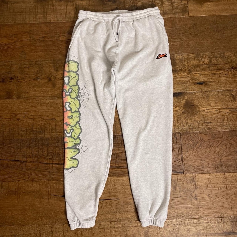 Ice Cream Sweatpants Mens L Gray Streetwear Graffiti Spider Web Joggers
